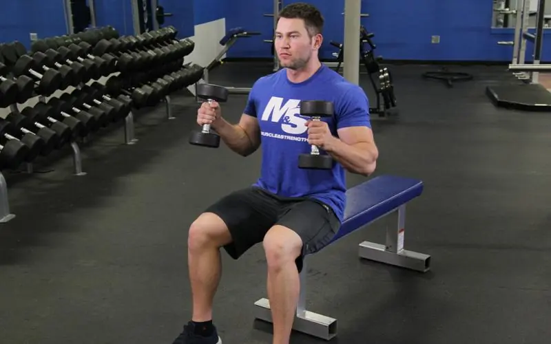 جلوبازو دمبل چکشی نشسته
